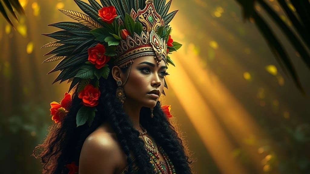 Amazon Goddess Portrait in Hyperrealistic Style