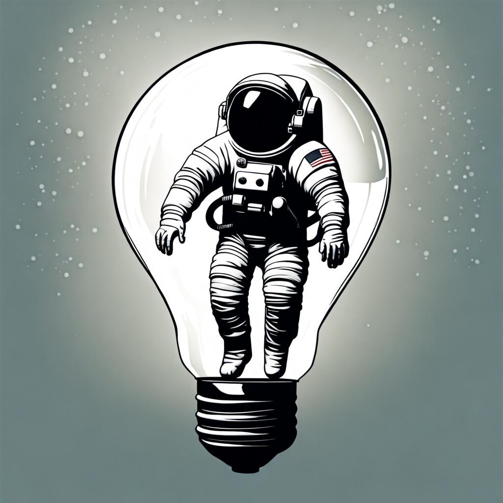 Astronaut Floating in a Lightbulb