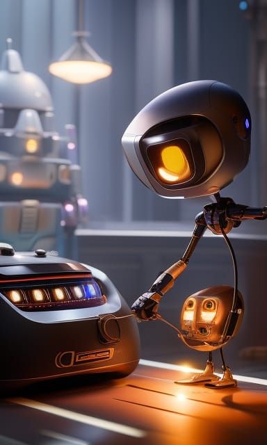 Electronic Robot in Office: Digital Painting