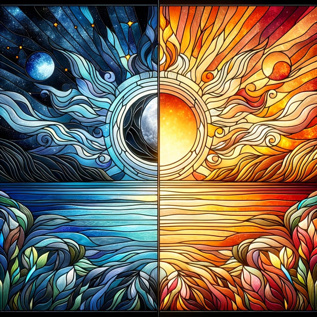 Stained Glass: Night and Sunset in Dichromatic Harmony