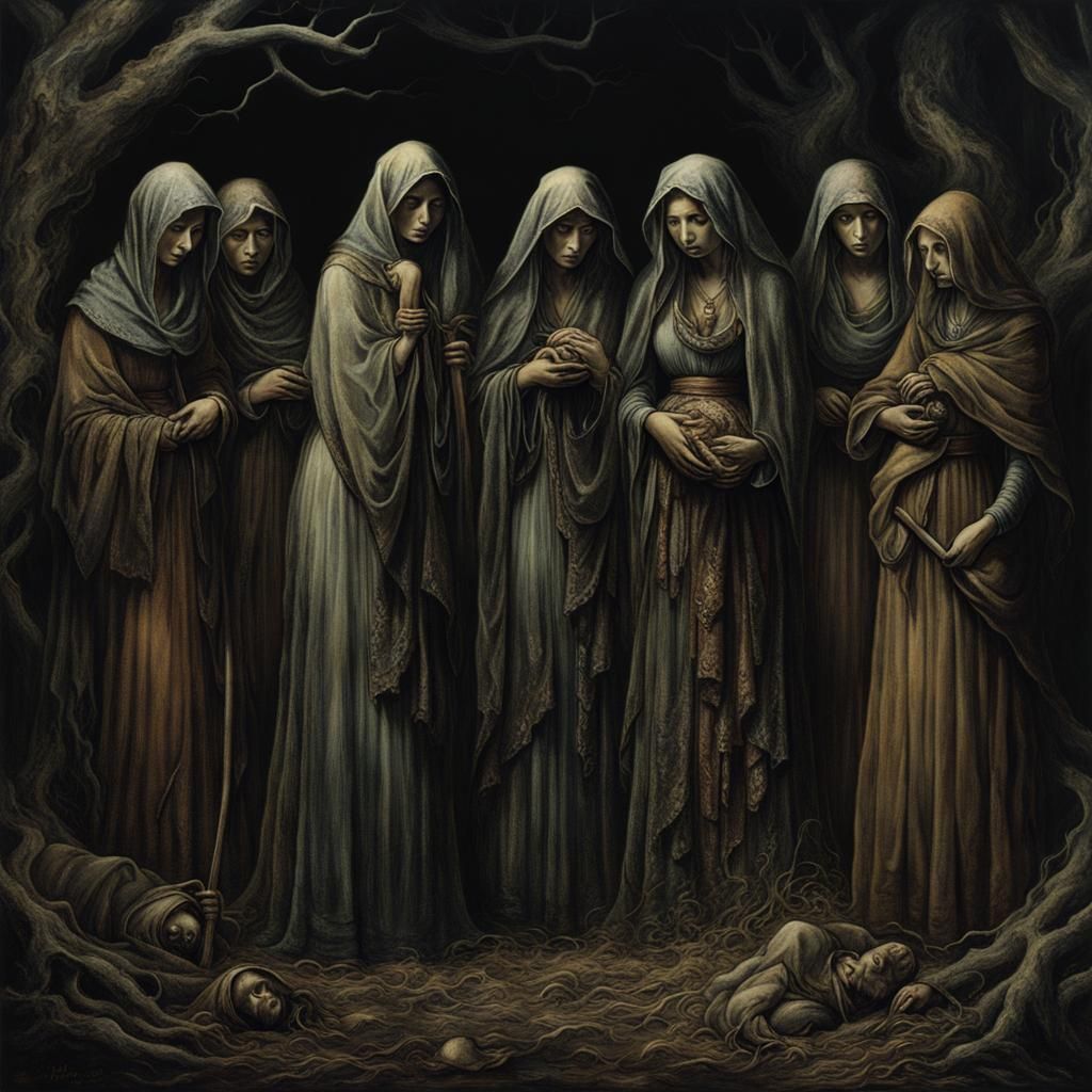 Haunting Depiction of a Coven of Witches