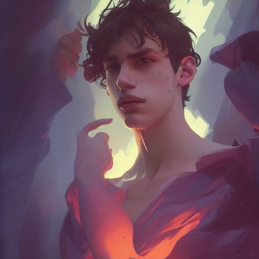 Demonic Lovers Portrait in Art Nouveau Style