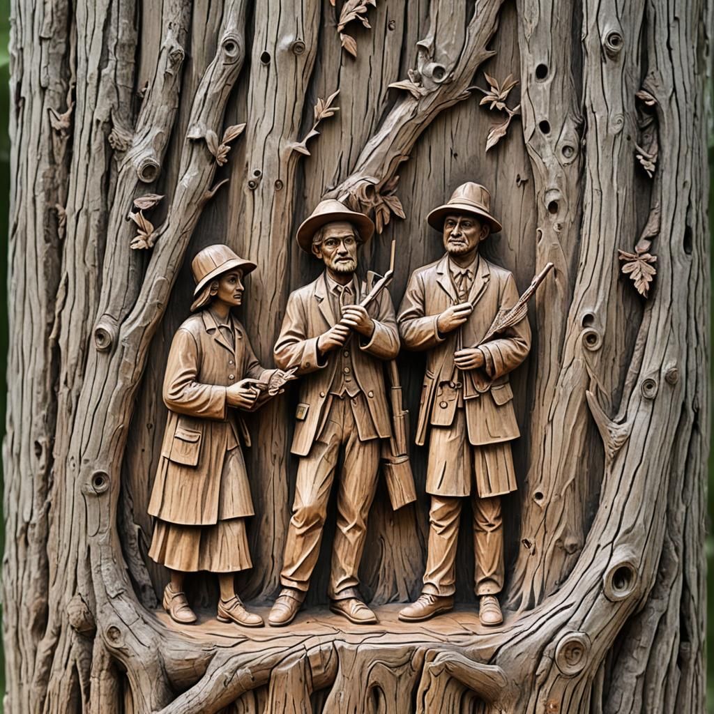 Louisiana History Carved in Bald Cypress
