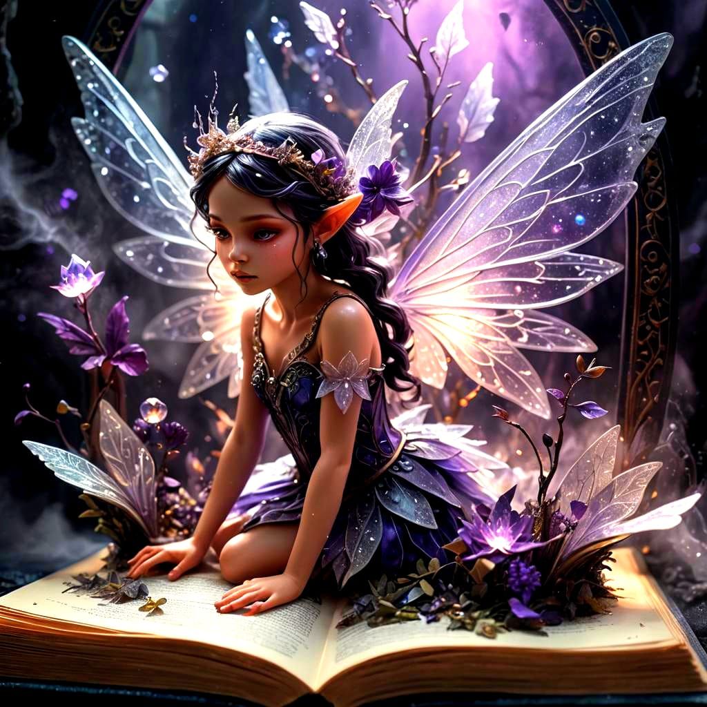 Crystal Fairy in Magical Pop-Up Book: Hyperdetailed Art