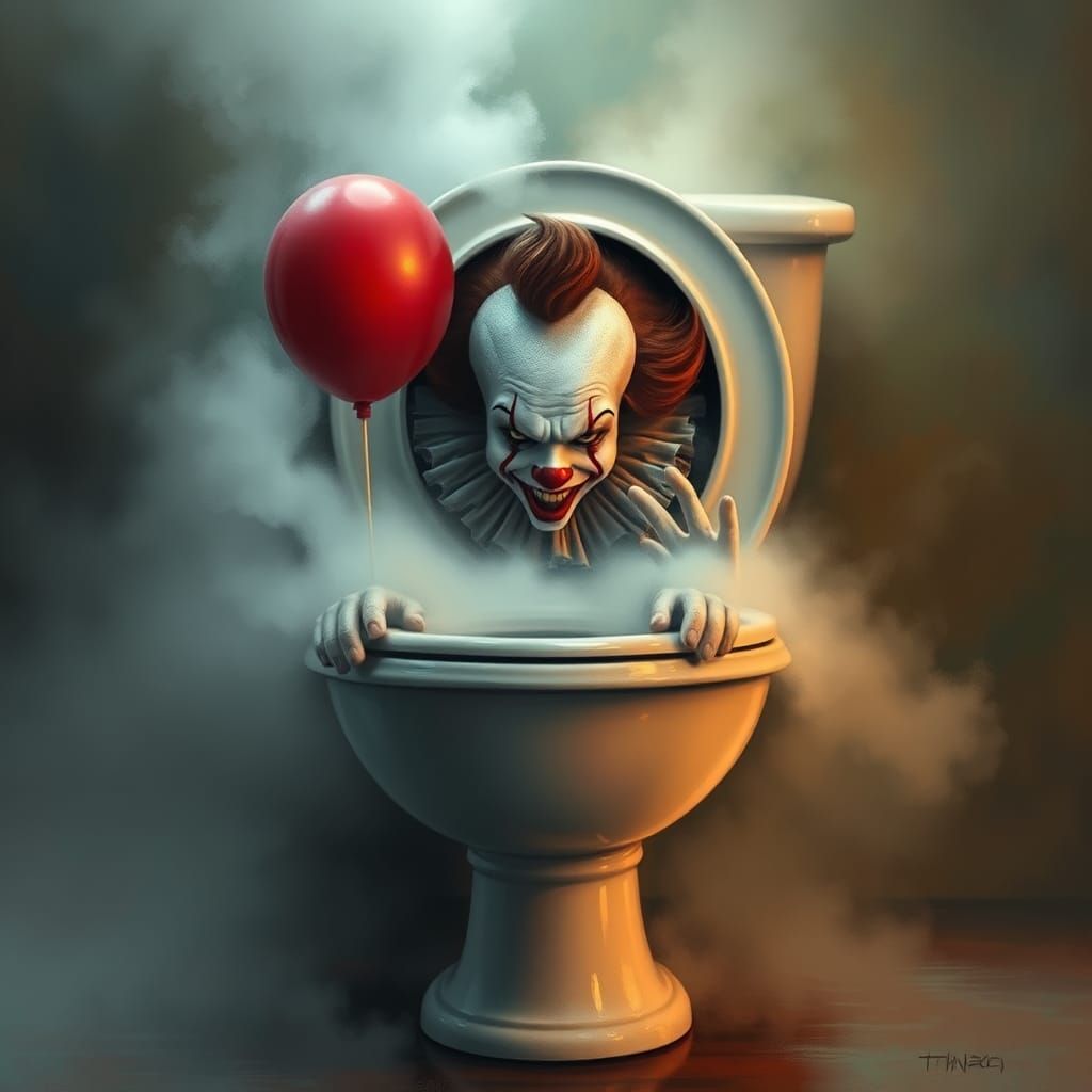 Pennywise in Toilet: Dreamy Horror Art