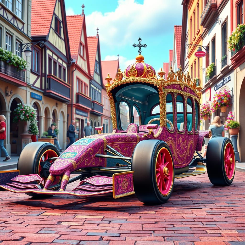 Whimsical Formula One Carriage in 18th Century Candy Art Sty...