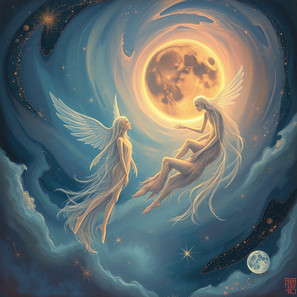 Ethereal Beings in Stardust Vortex