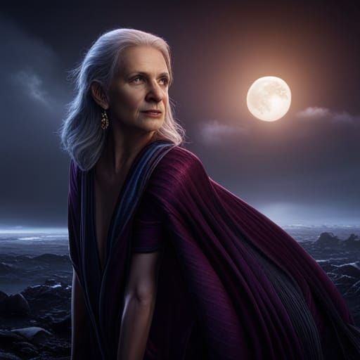 Detailed Fantasy Portrait of a Beautiful Older Woman