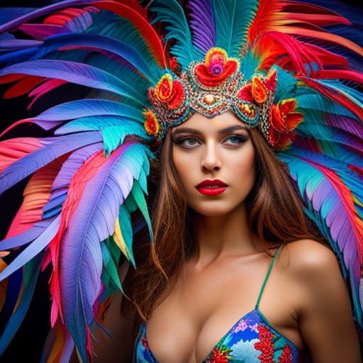 Brunette Girl Dancing at Carnival in Brazil