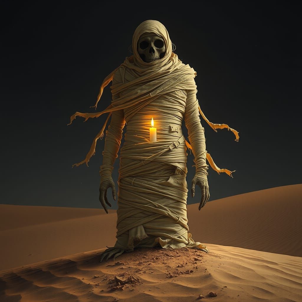 Spectral Mummy Awakens in the Moonless Desert Night