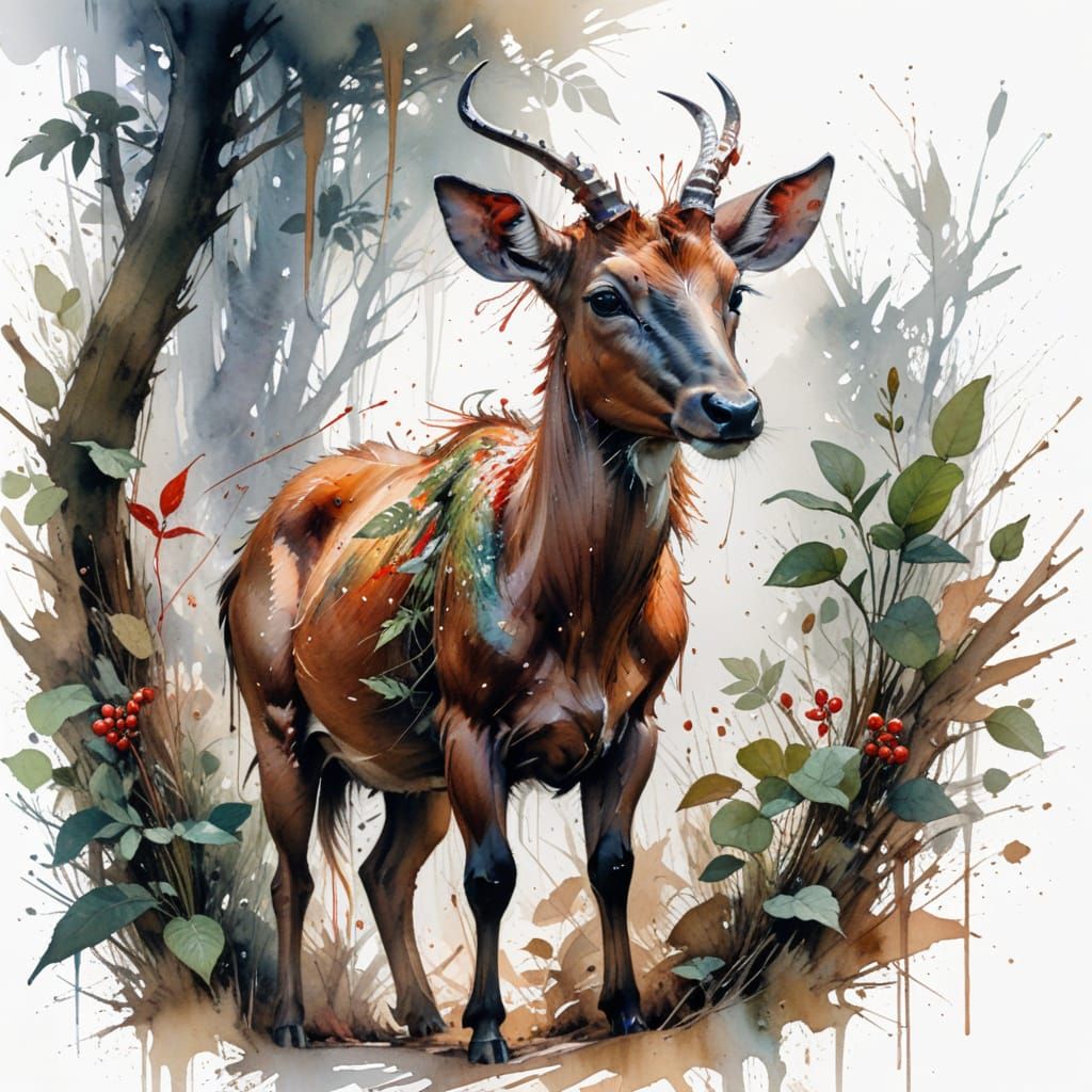 Red Forest Duiker Navigates Dense Undergrowth