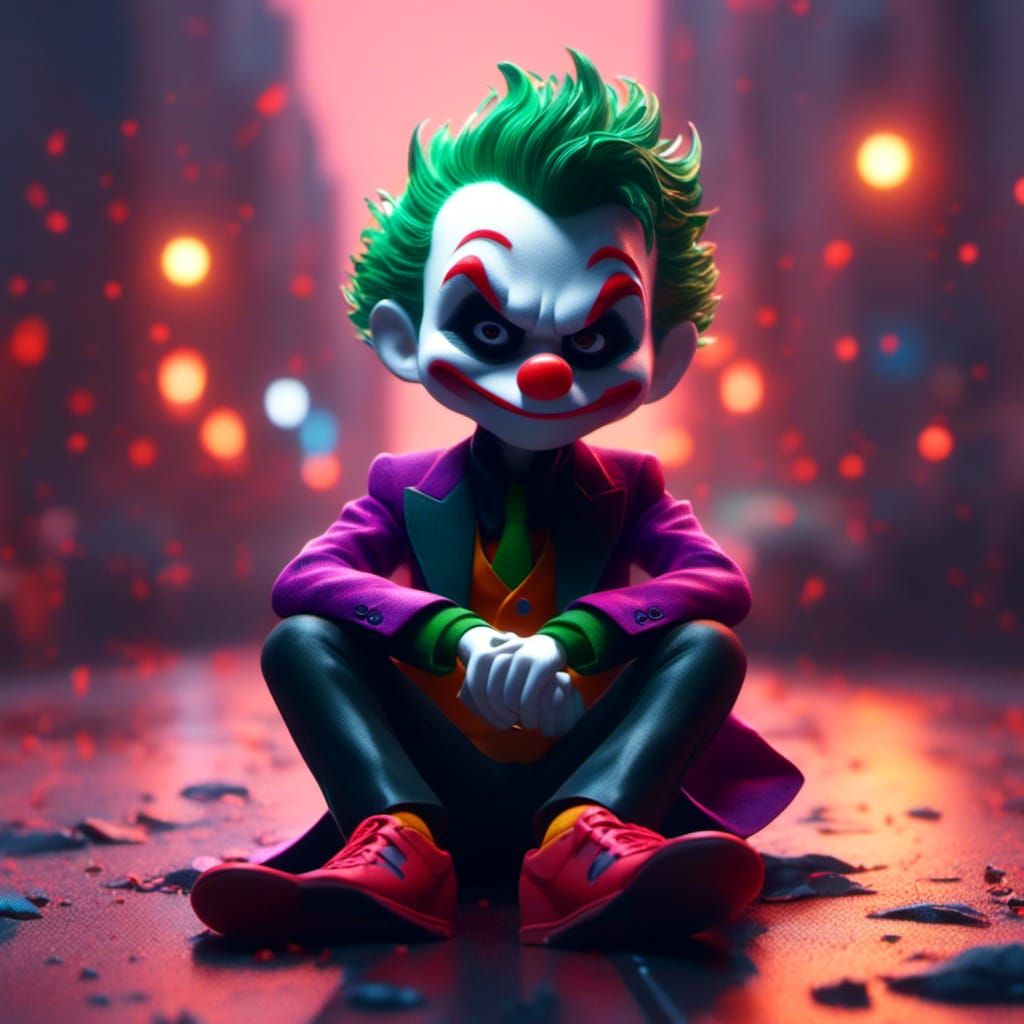 Sad Anime Joker Character in 3D Style