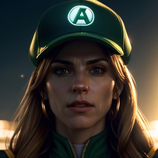 Hyperrealistic Luigi Portrait with Intense Lighting