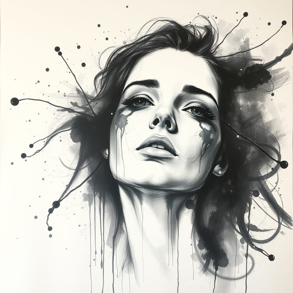 Impressionist Charcoal Art in Vibrant Splash Colors