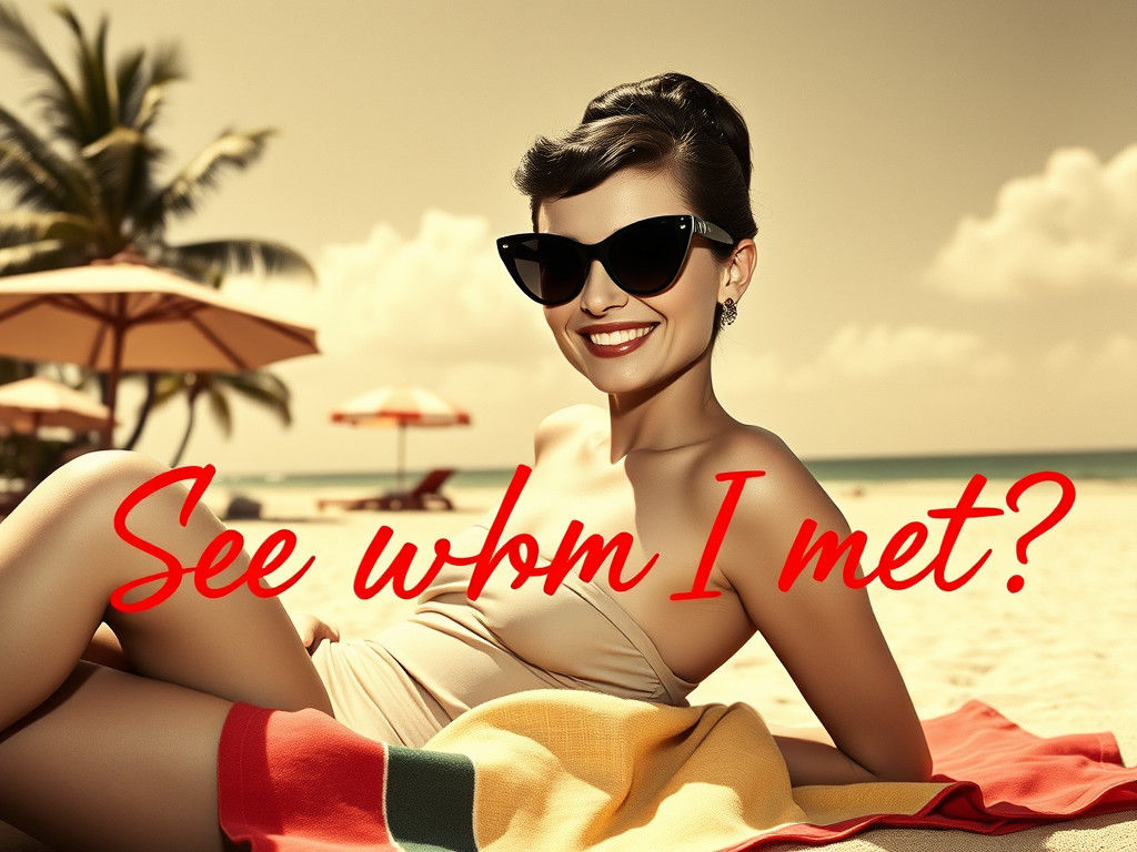 Audrey Hepburn on Hawaiian Beach in 1950s Style