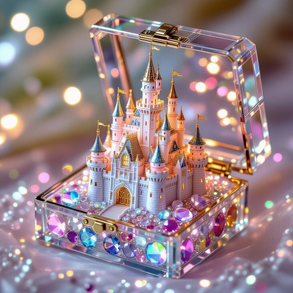 Miniature Castle in Jewelry Box as Dreamy Art