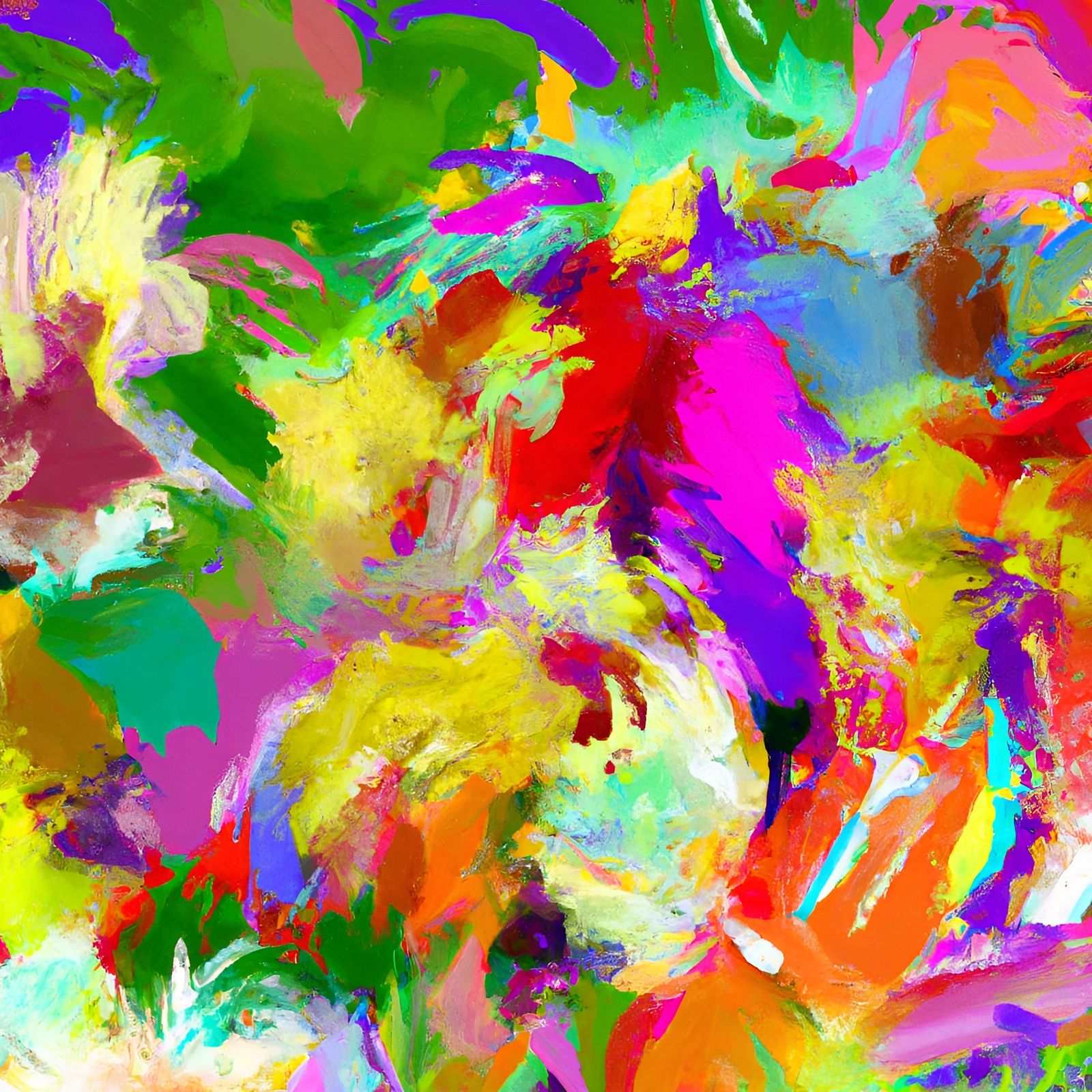 Abstract Wolf in Garden, Mixed Media Art