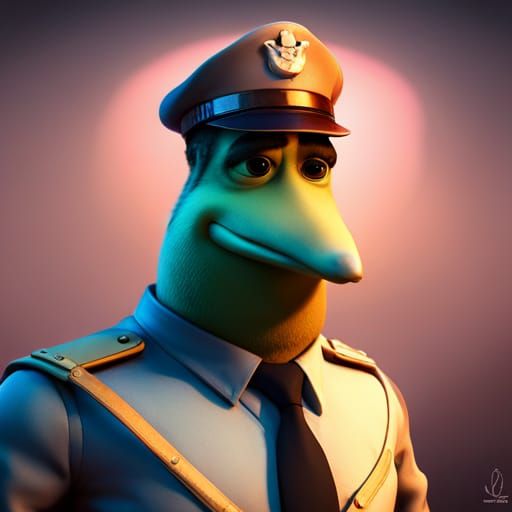 Officer Mallard: Pixar-Style 3D Digital Art