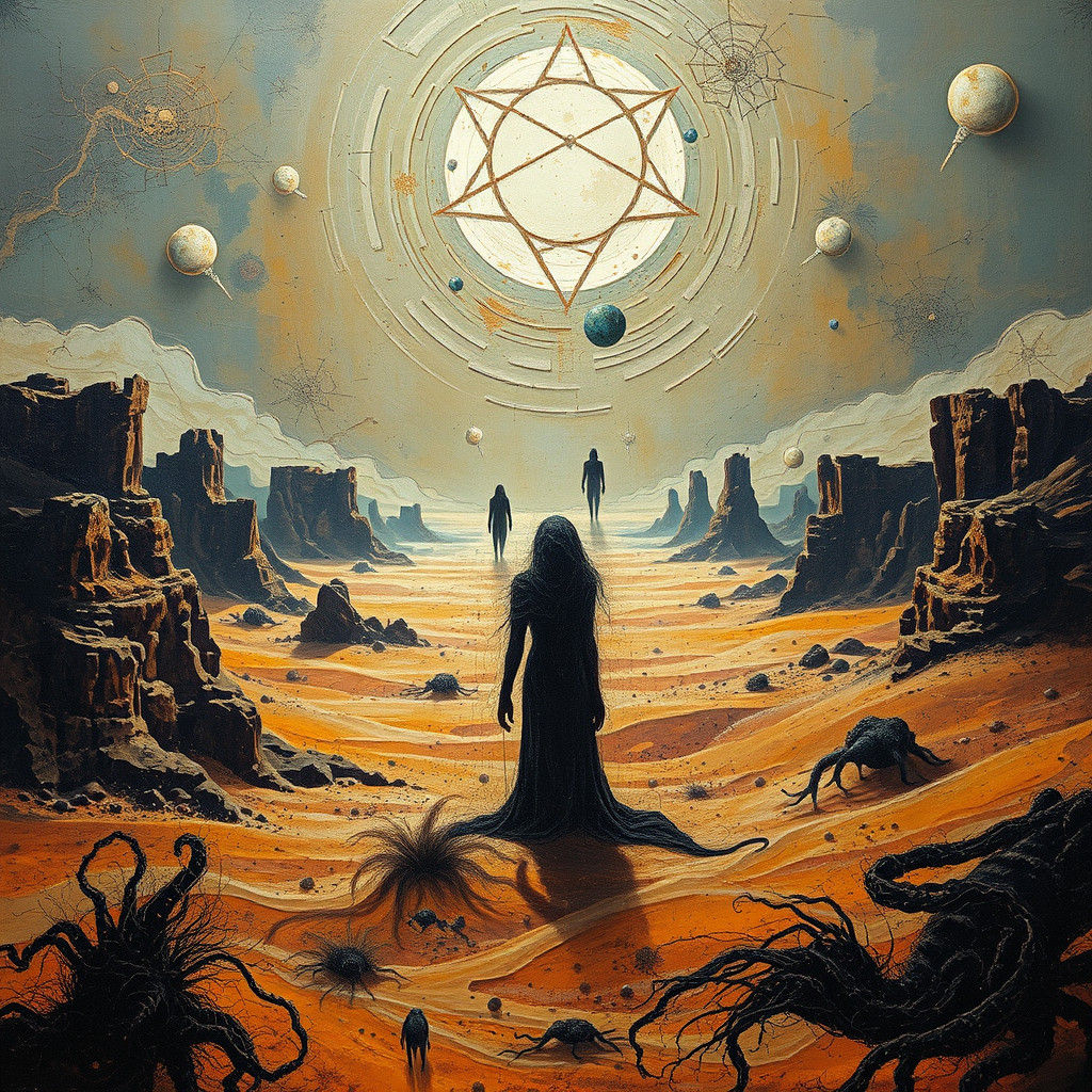 Dune Inspired Desert Landscape in Surreal Art Deco Style