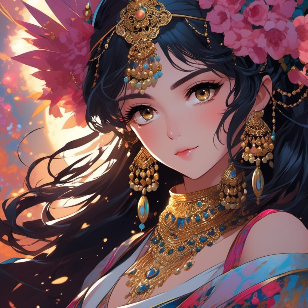 Cute Tomboy Belly Dancer in Anime Style