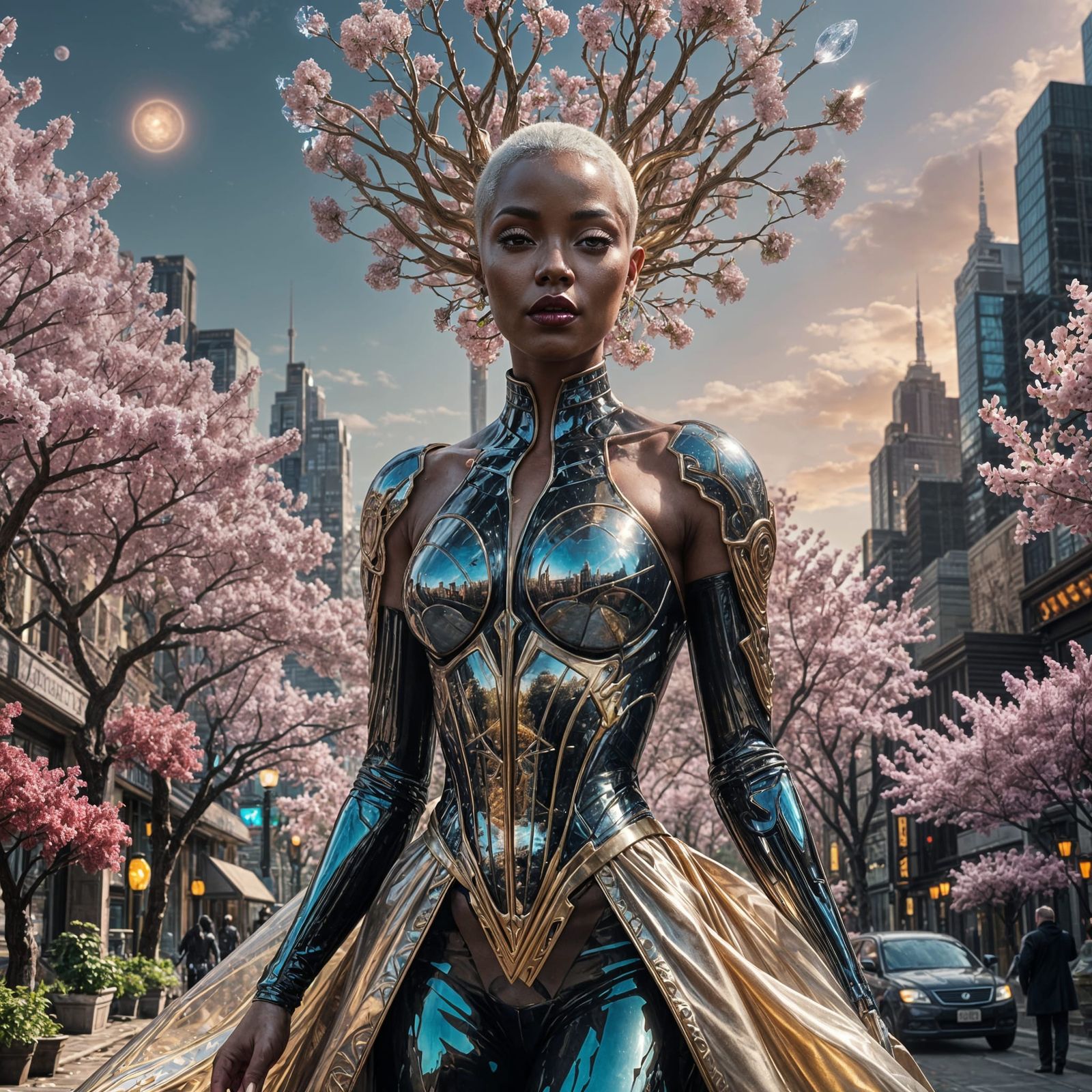 Sci-Fi Alien Woman in Crystal Gown, Unreal Engine