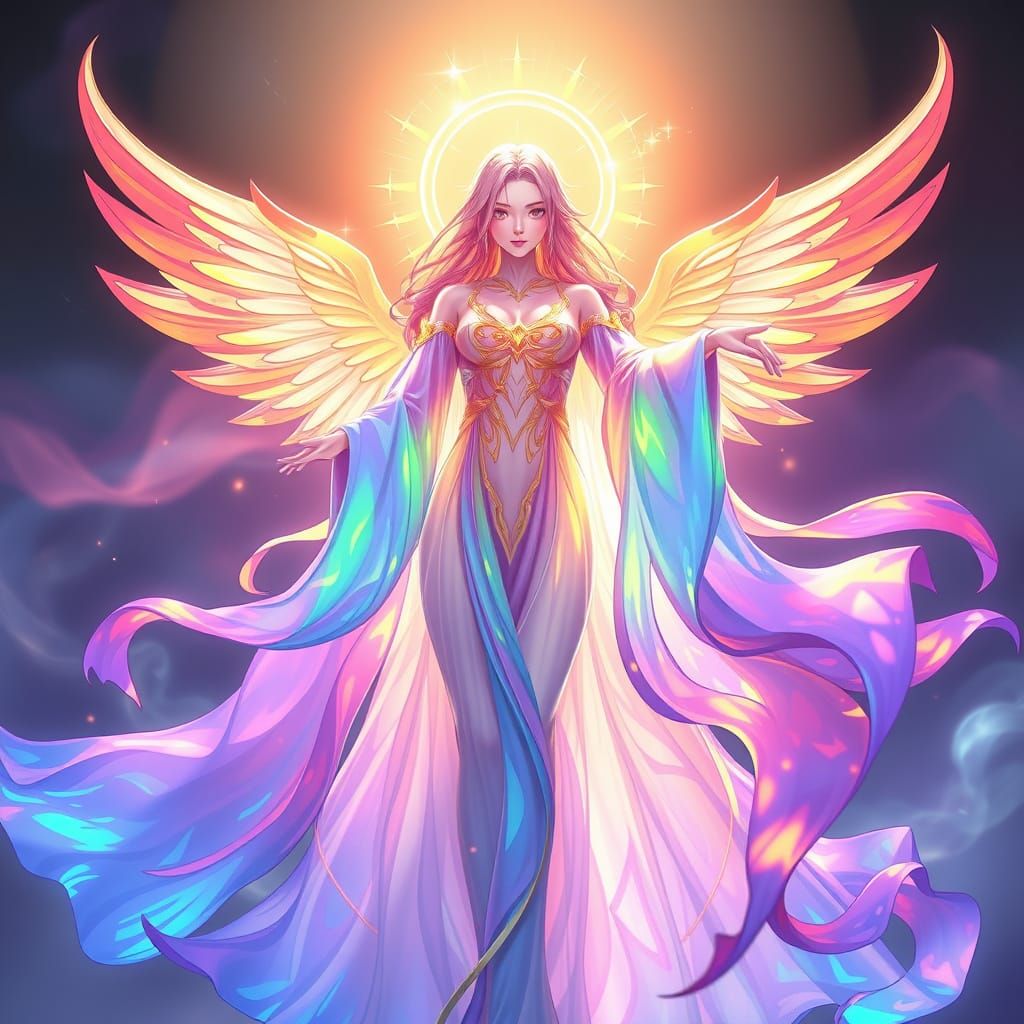 Radiant Goddess of Color in Dramatic Fantasy Illustration