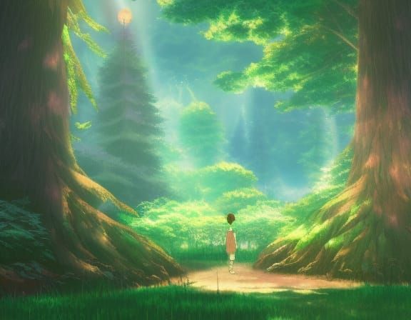 summer forest Studio Ghibli, Anime Key Visual, Deep Color, Intricate, 8k resolution concept art, Natural Lighting, Beaut...