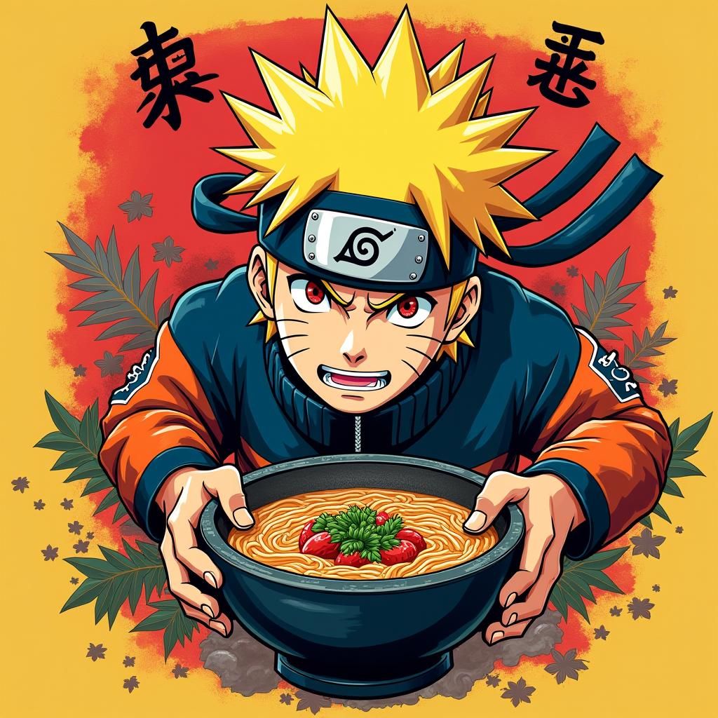 Naruto T-Shirt Design in Takashi Murakami Style