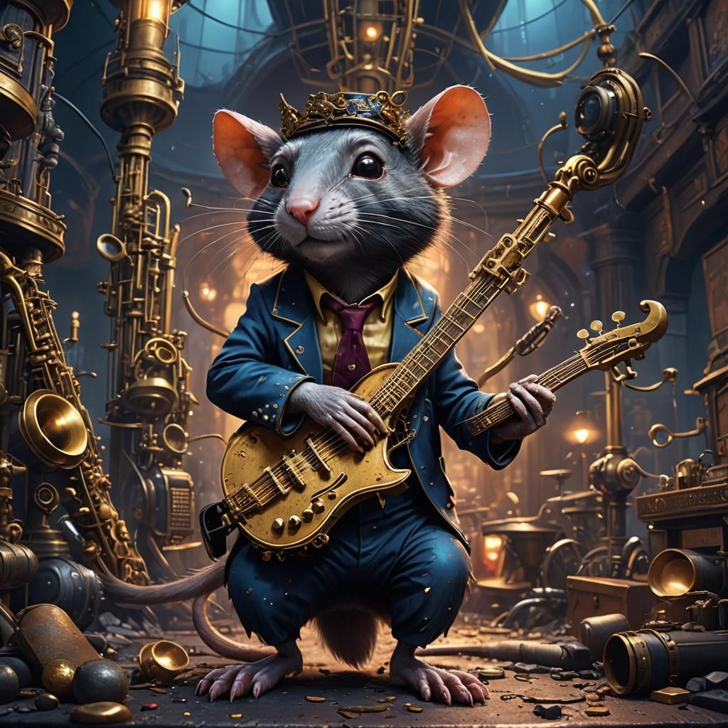 Fantastical Jazz Rat Concept Art in Deep Color