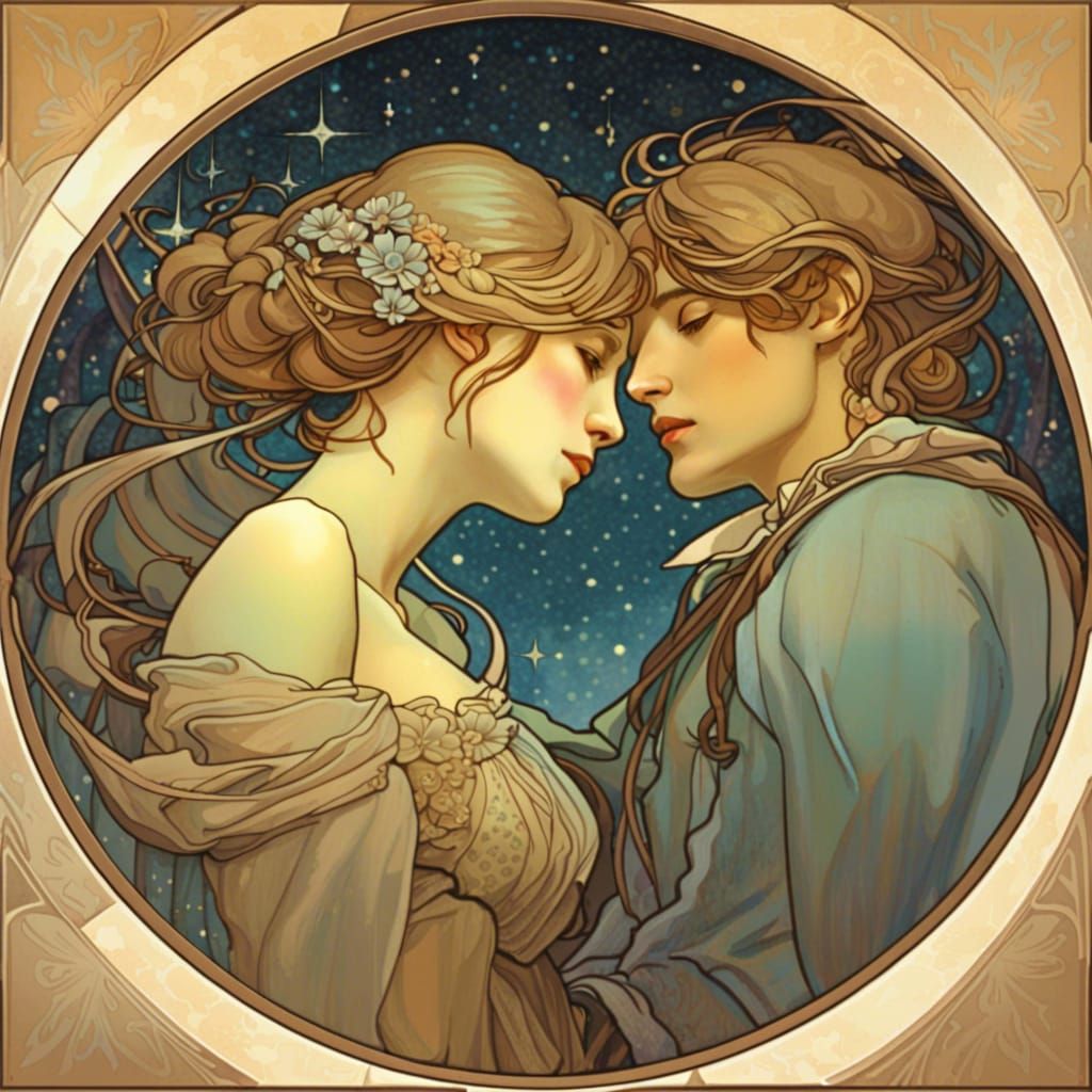 Heartbreak Farewell: Alphonse Mucha Style Separation