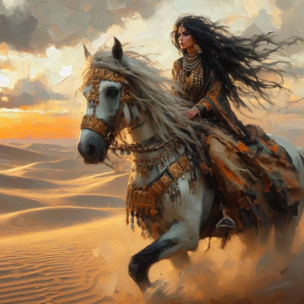 Desert Woman: A Solitary Figure in Arid Landscape