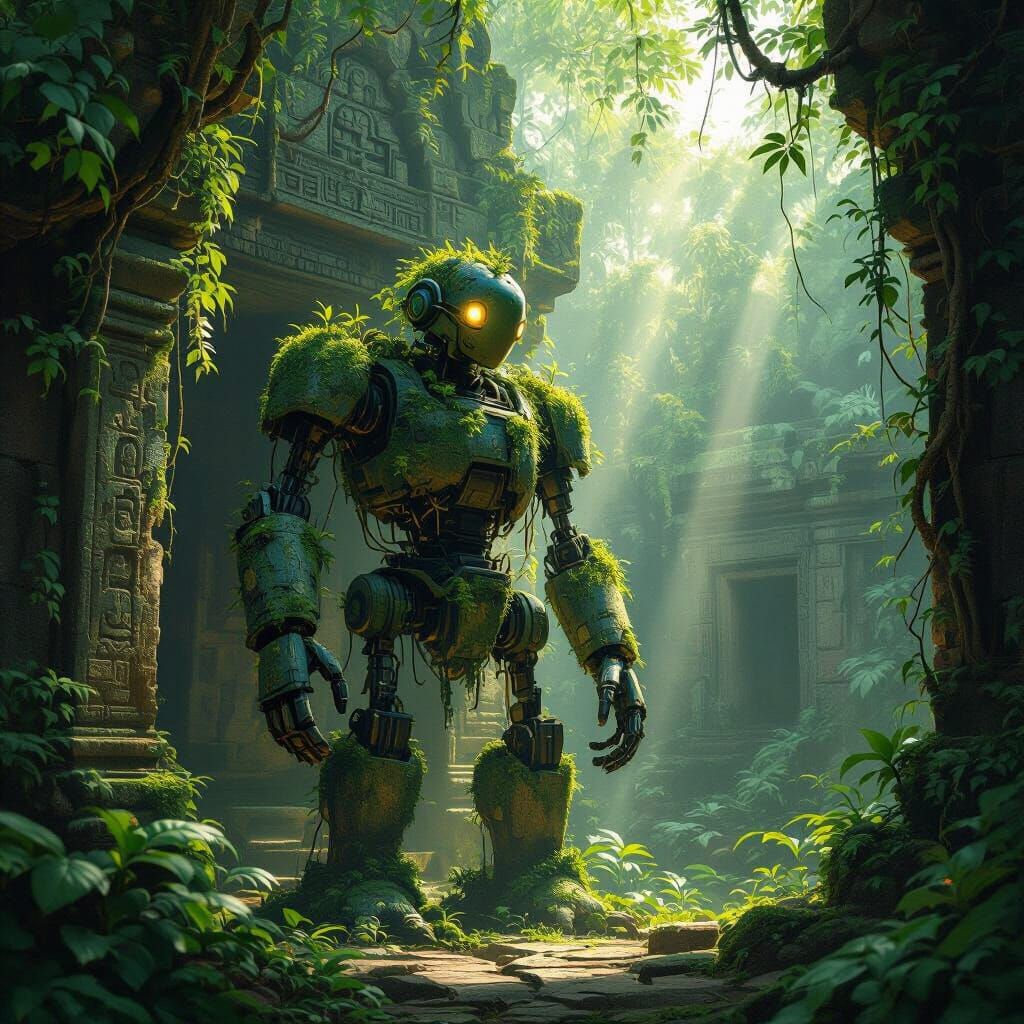 Moss-Covered Automaton Guards Jungle Temple