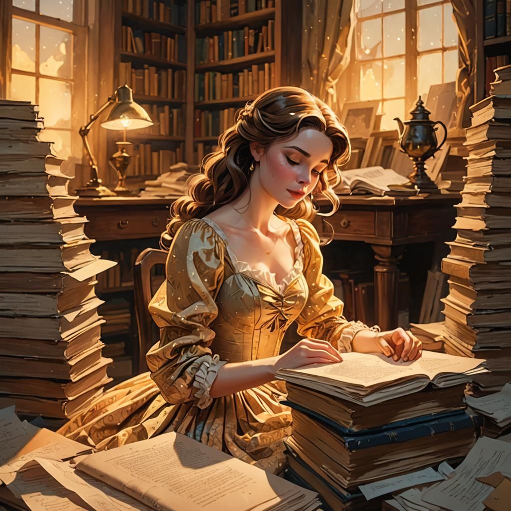 Whimsical Belle in Cozy Library