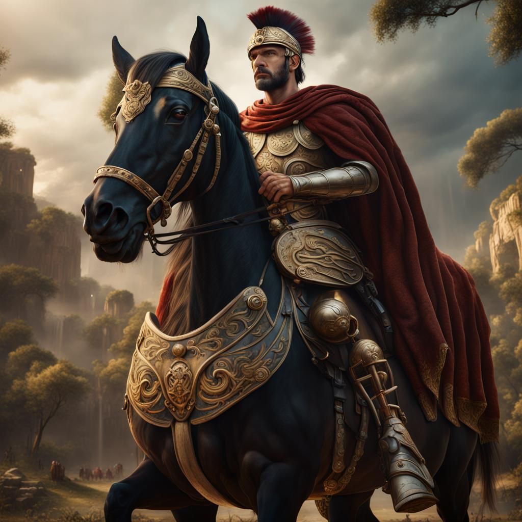 Roman General on Horseback: Detailed Matte Painting