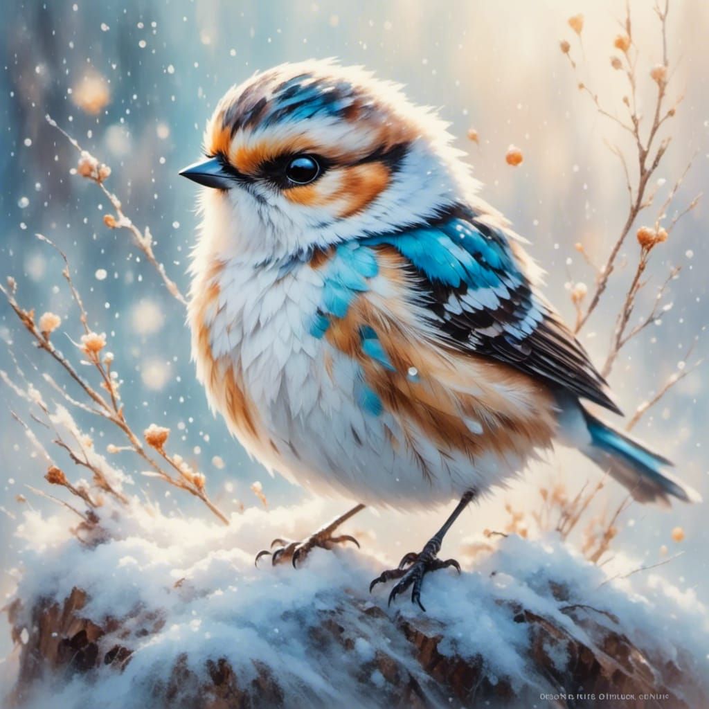 a snow bunting in a winter landscape