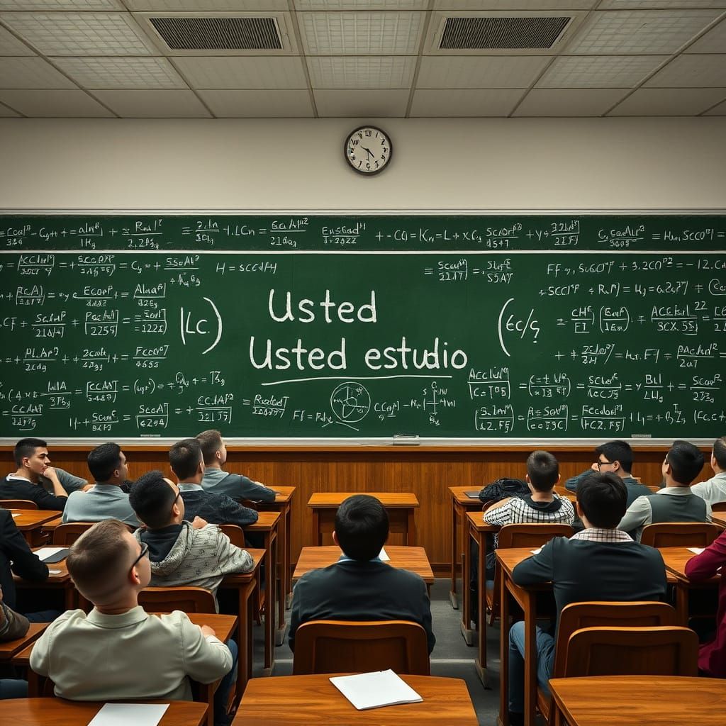 Realistic Classroom Scene with Green Chalkboard