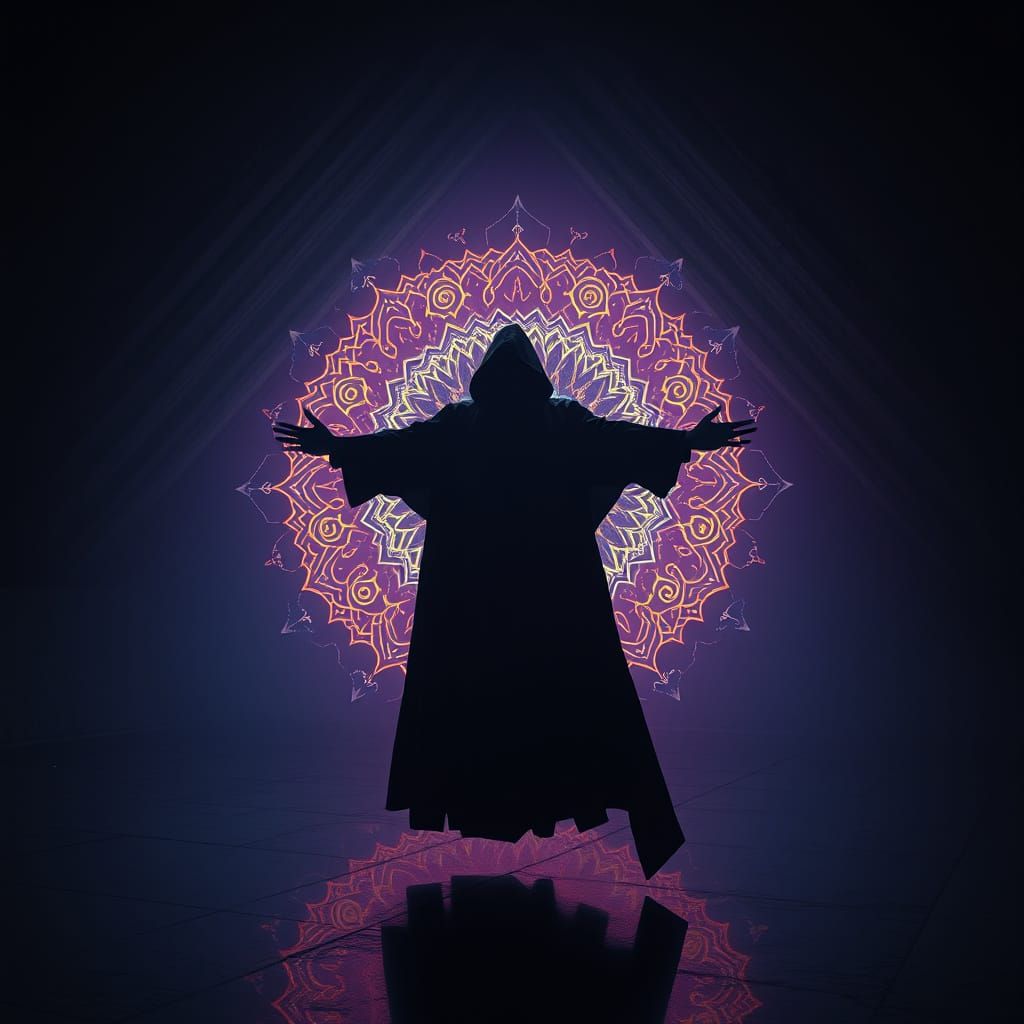 Ethereal Figure in a Cosmic Realm