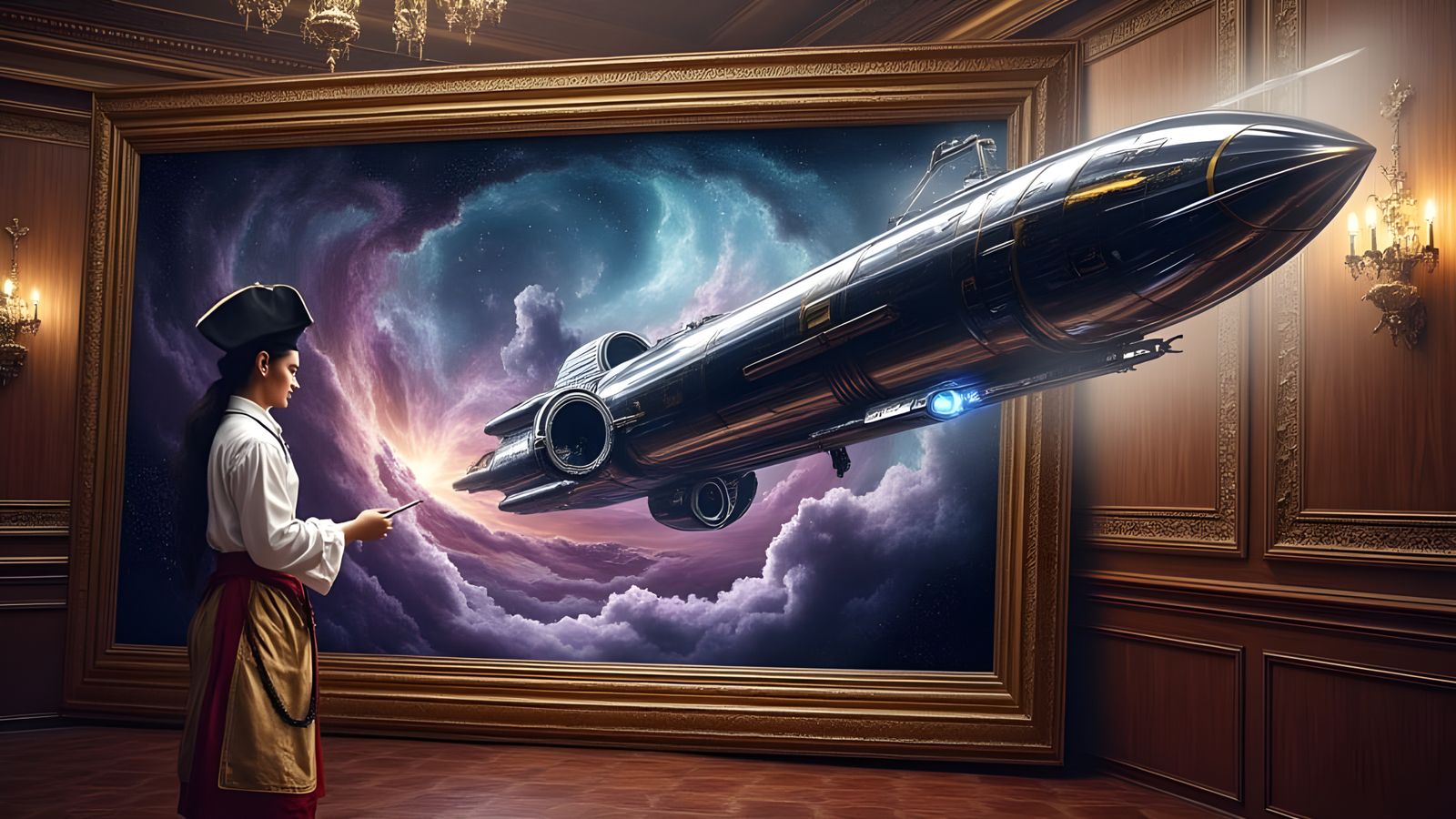 Surrealistic Baroque Scene Blurs Reality and Imagination