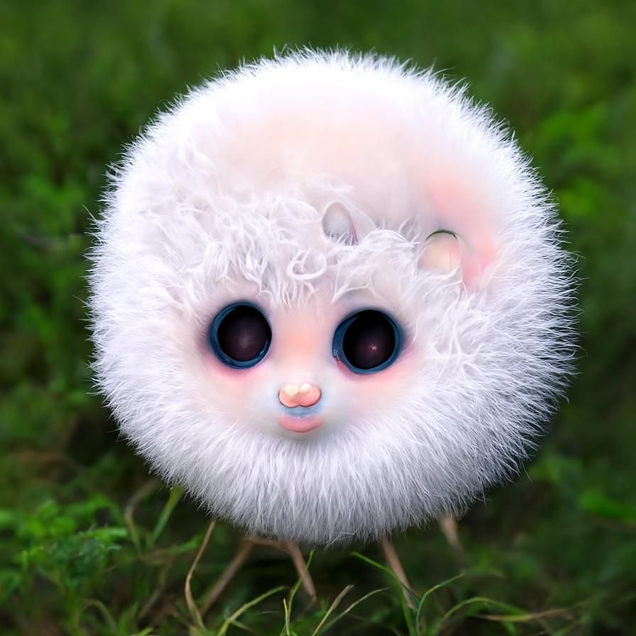 Adorable Fuzzy Orb Floating in Clouds: 3D Illustration