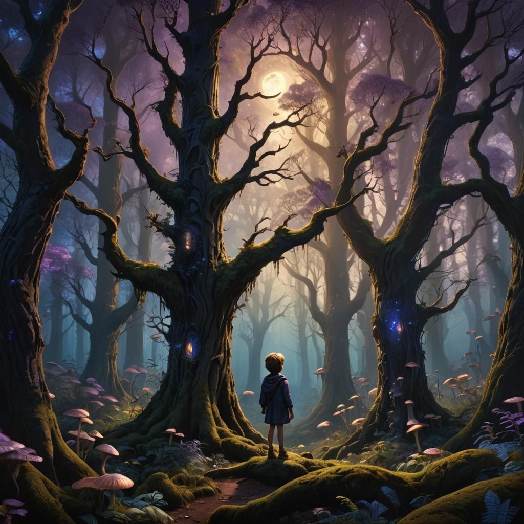 Ethereal Forest Child in Dark Fantasy Style