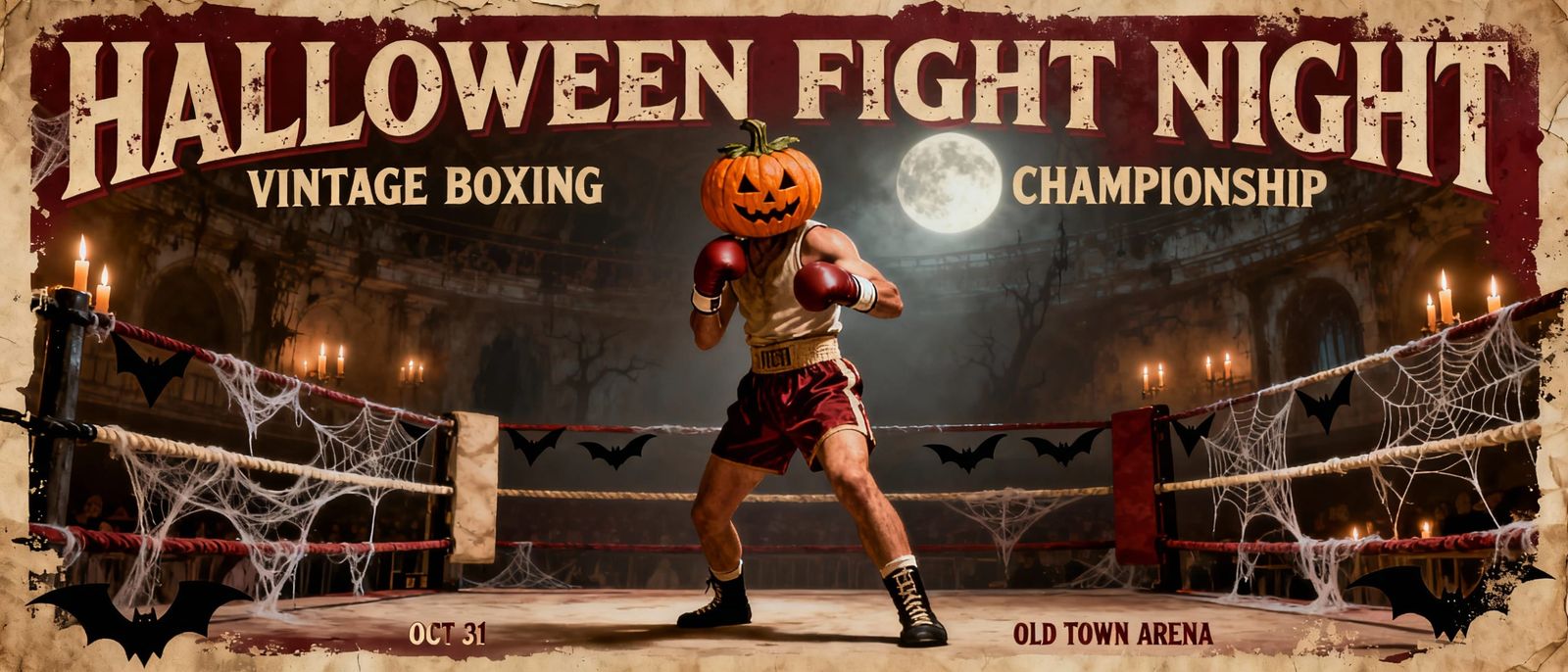 Vintage Halloween Boxing Match Poster Art