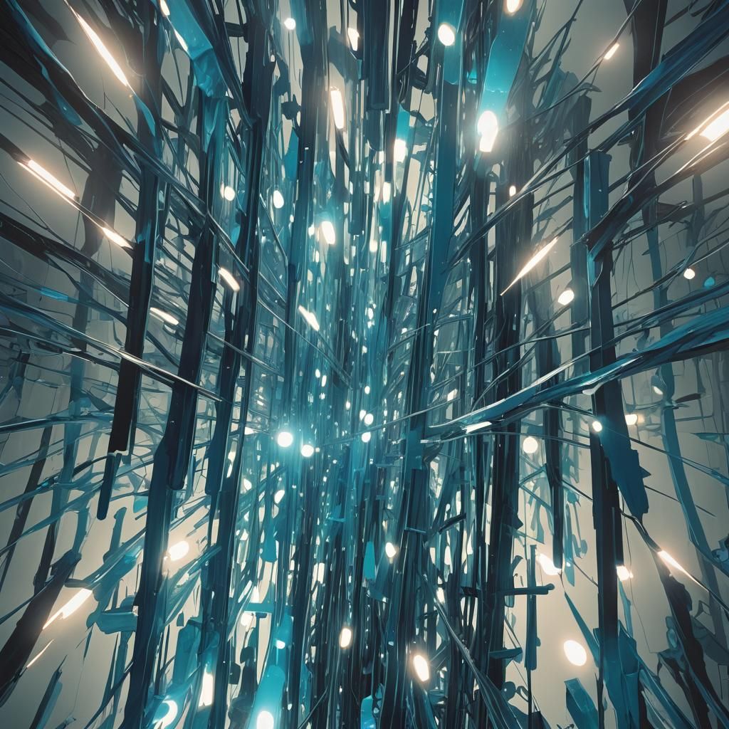 Surreal Indigo and Cyan Light Beams