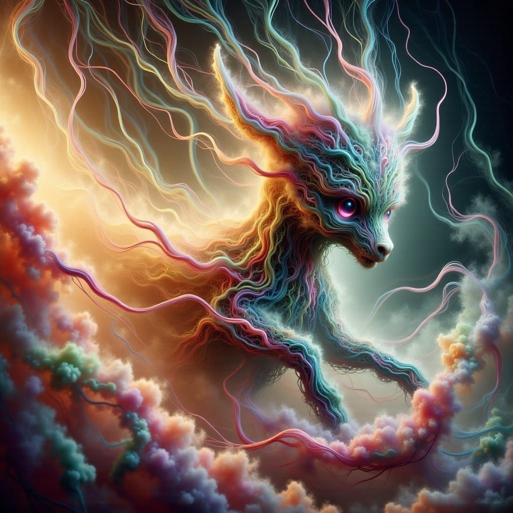 Cosmic Llama Surfer in Vibrant Pastel Hues