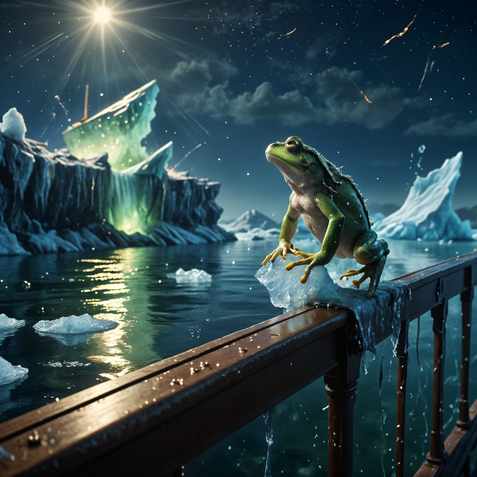 Titanic Iceberg Collision with Calm Frog