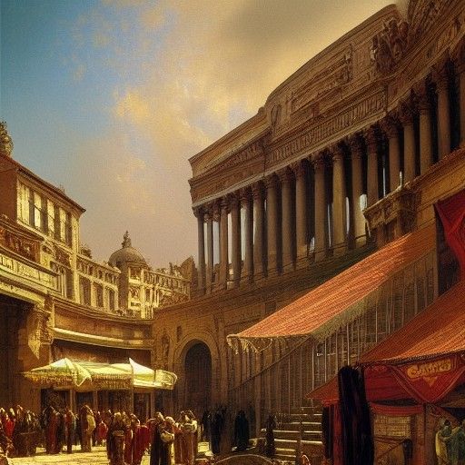 Grand entrance to a Roman market .