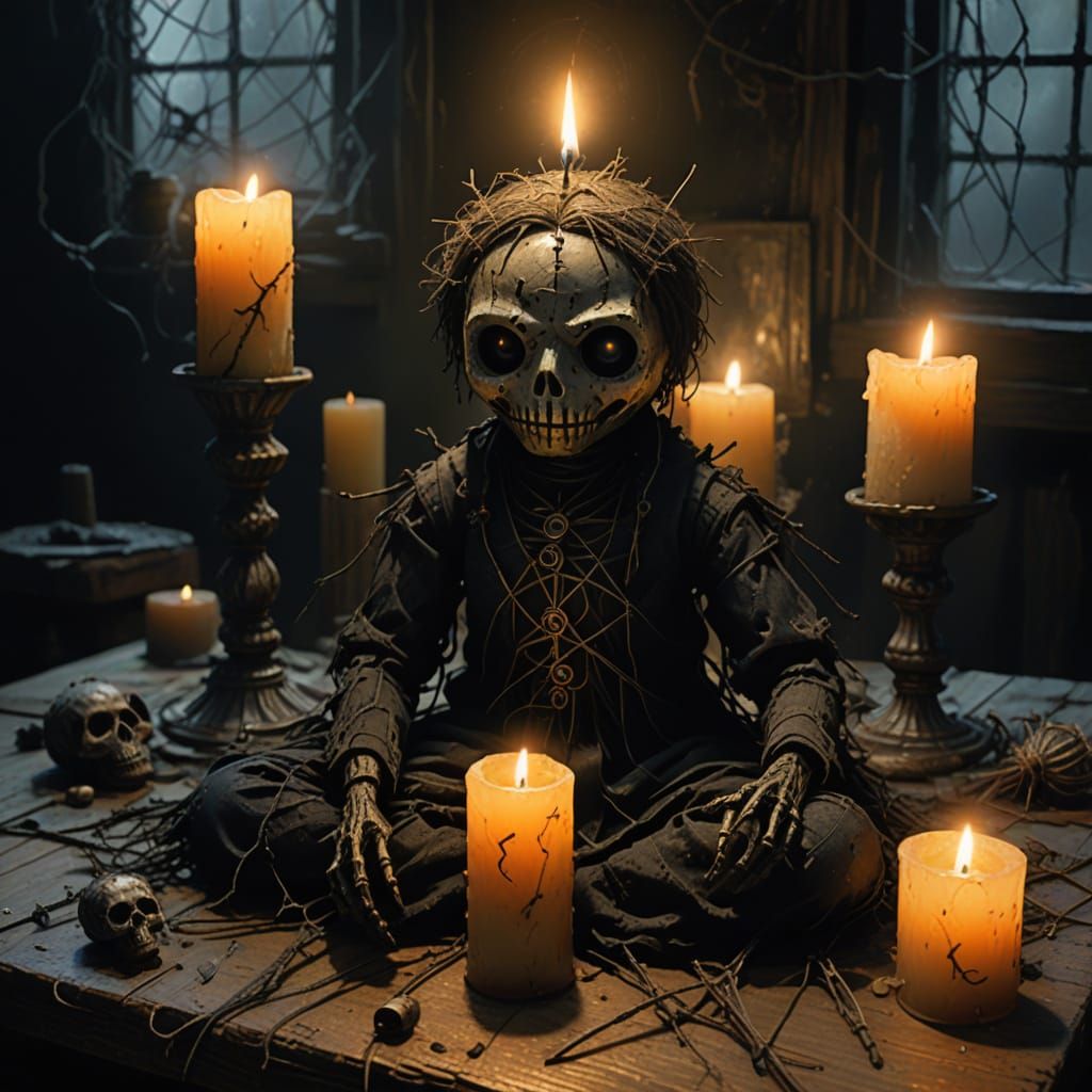 Mysterious Voodoo Doll in Cryptopunk Setting