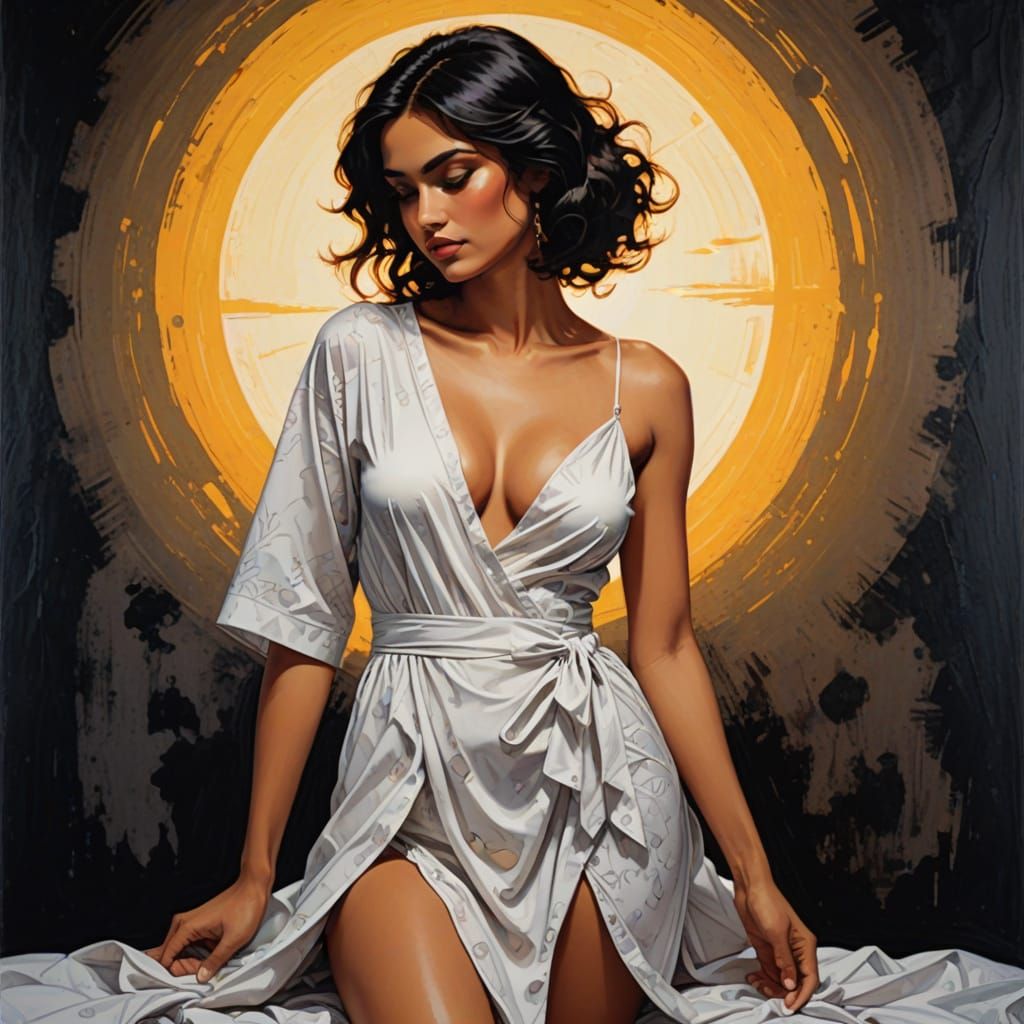 Sensual Portrait in the Style of Ghigham Print Art