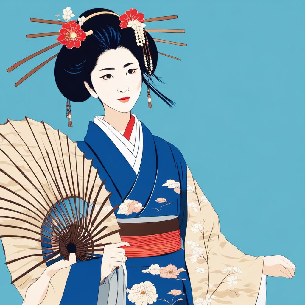 Young Japanese Woman in Modern Geisha Style
