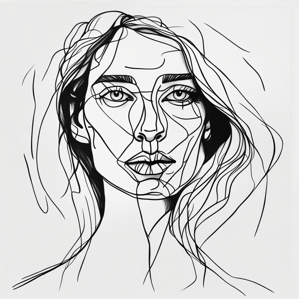 Minimalist Woman Portrait in Picasso Style