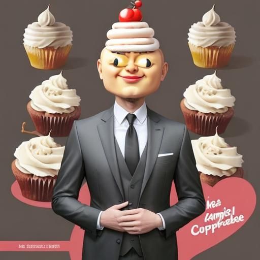 Man with Cupcake Head: Surreal Portrait